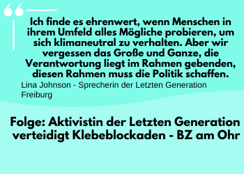 Interview mit Sprecherin der Letzten Generation Freiburg