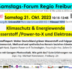 Samstagsforum Regio Freiburg: Klimaschutz/Energiewende mit Wasserstoff