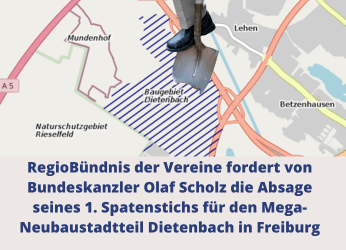 Kanzler Scholz kommt am 27.02. zum Spatenstich für neuen Stadtteil Dietenbach – Termin nutzen und mit einer angemeldeten Demo für den Erhalt des Waldes protestieren