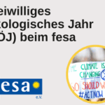 FÖJ Stellenausschreibung vom fesa e.V. in Freiburg und Bild von Demonstration zu sehen climate is changing, so should we, act now